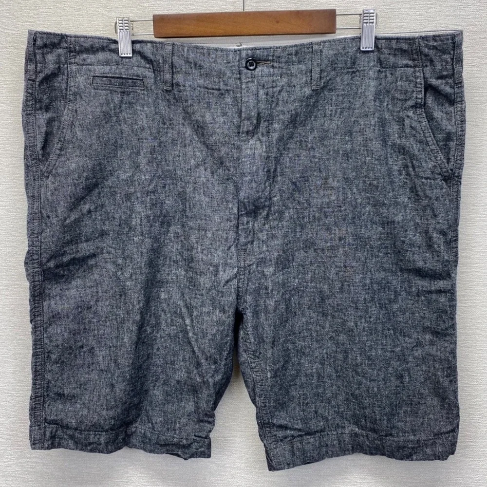 Levis Mens 40 Blue Heathered Grey Linen‎ Cotton Blend Flat Front Shorts Bermuda